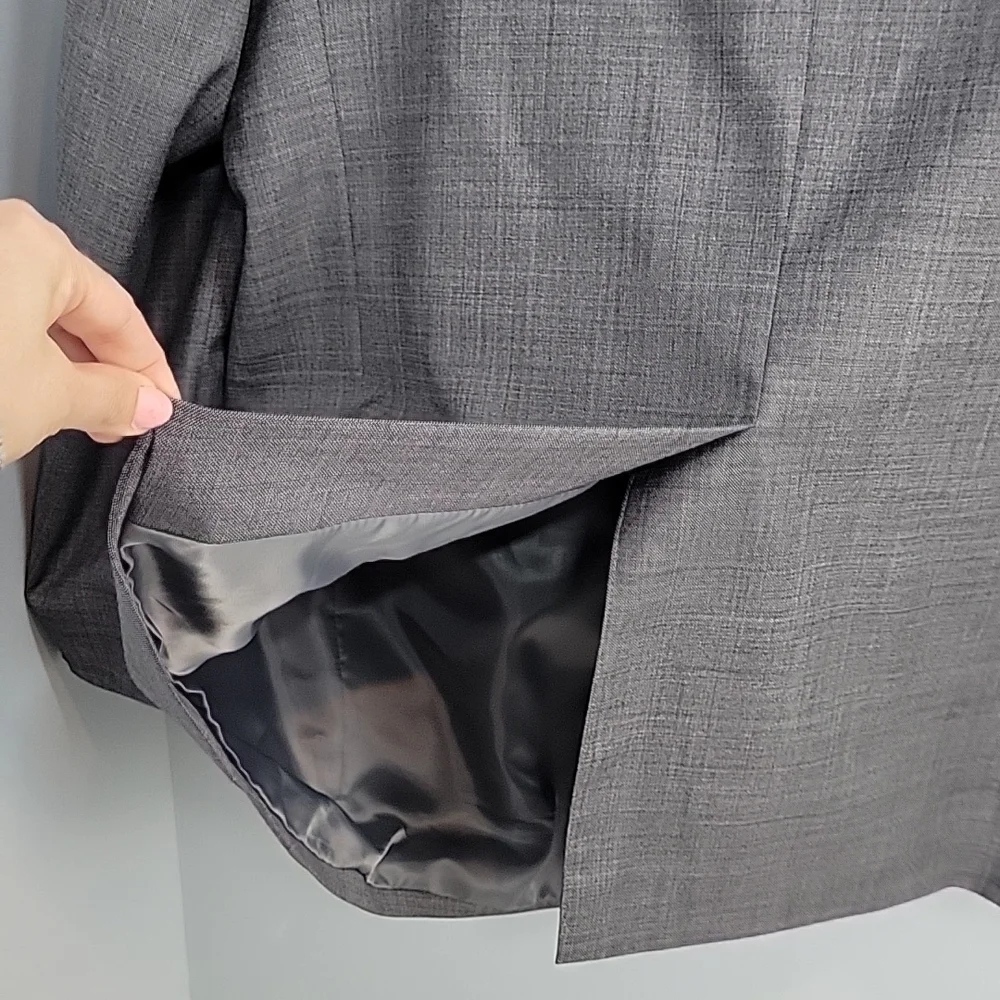 CHAPS wool gray sharkskin sport coat blazer 2 button